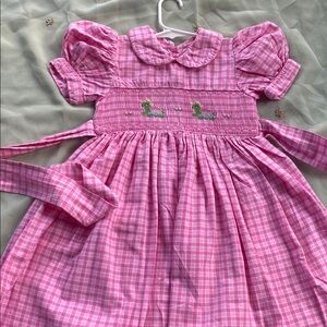 Pink Gingham Smocked Dress